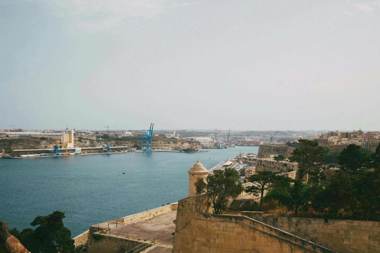 View across the Grand Harbour to Valletta's honey-coloured fortifications